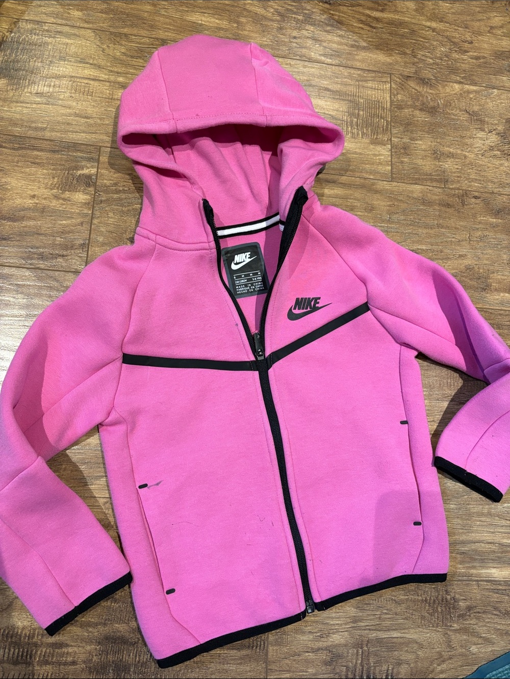 Nike Tech Hot Pink Hooded Zip-Up Jacket with Black Trim